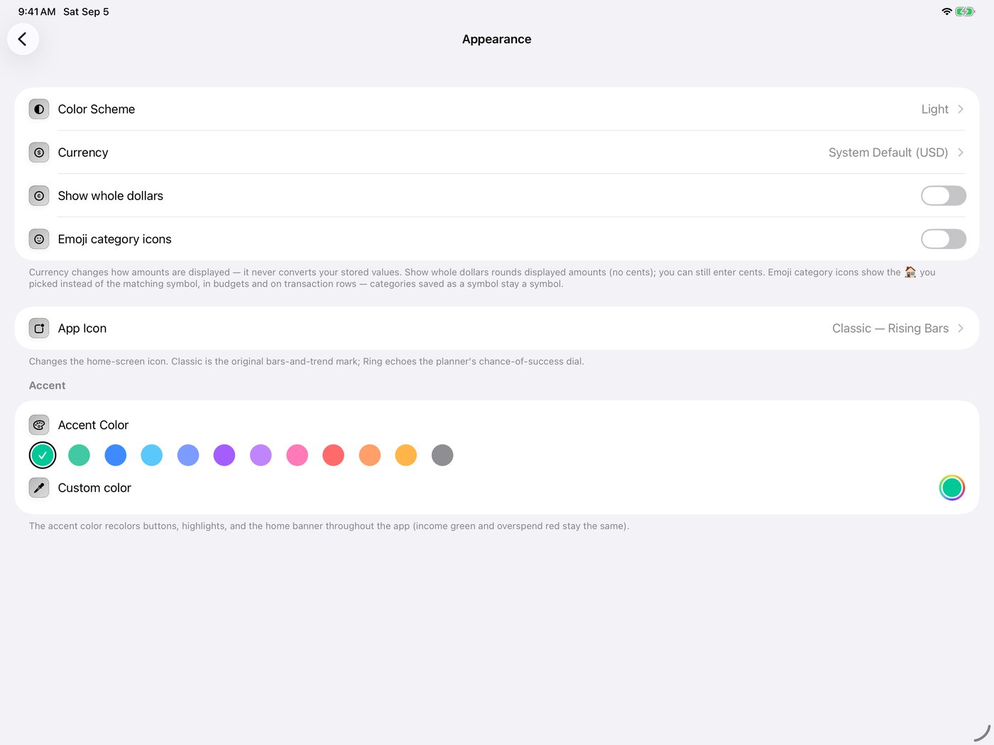 Simple Finance on iPad