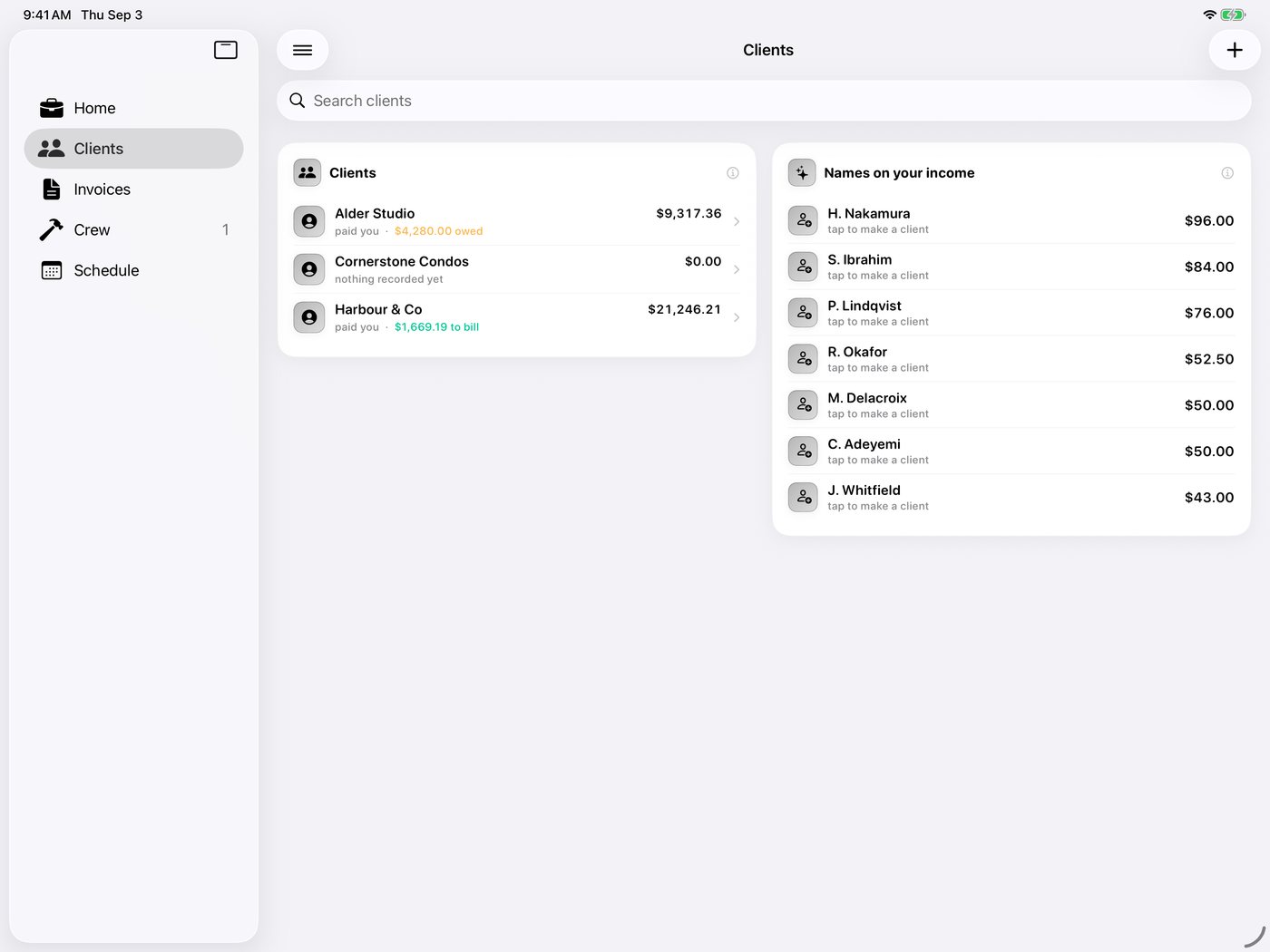 Simple Finance on iPad