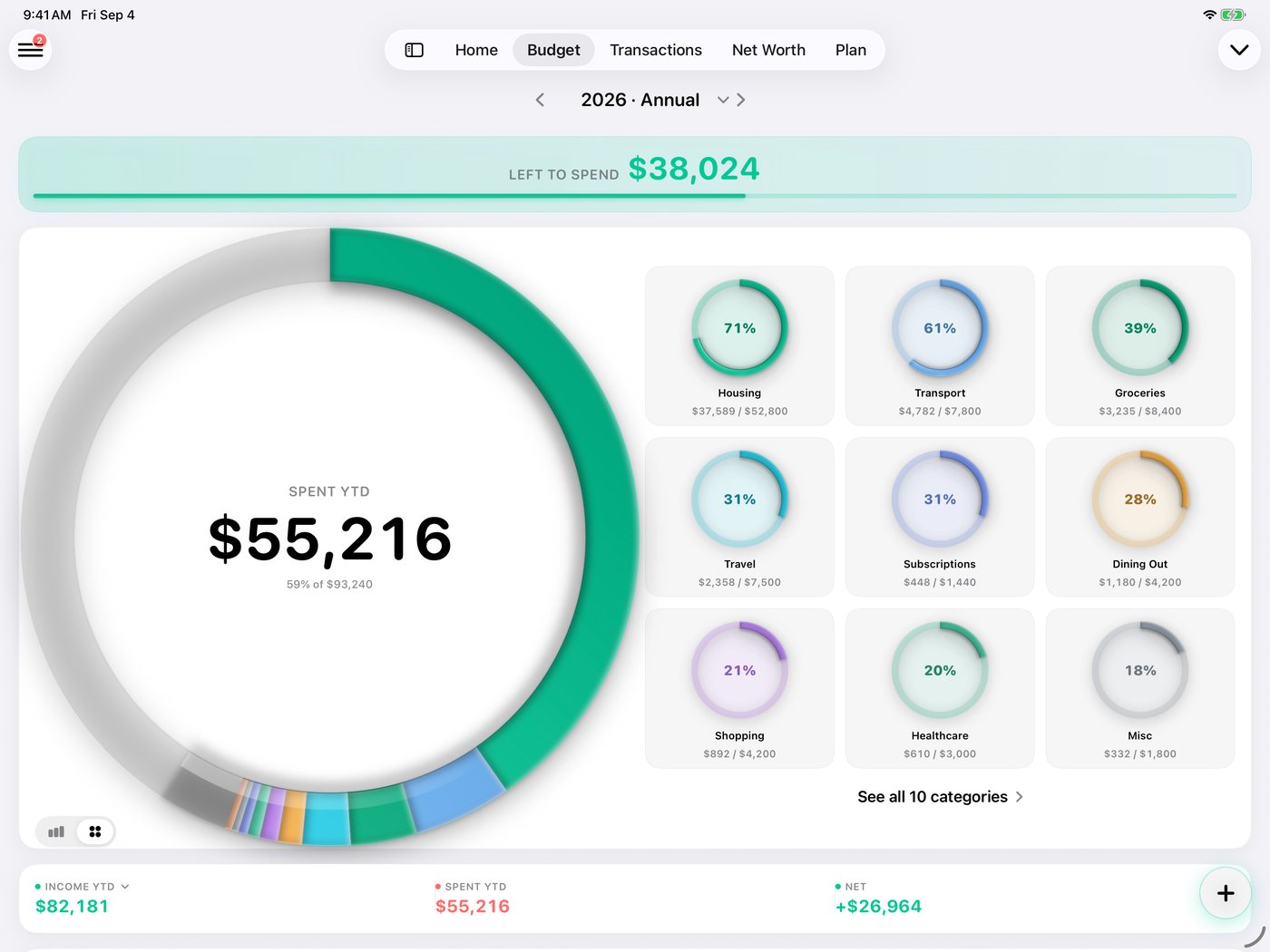 Simple Finance on iPad