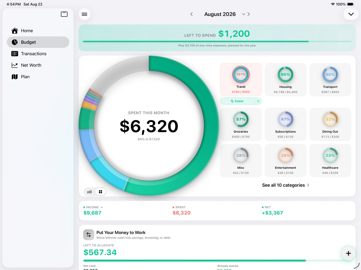 Simple Finance on iPad
