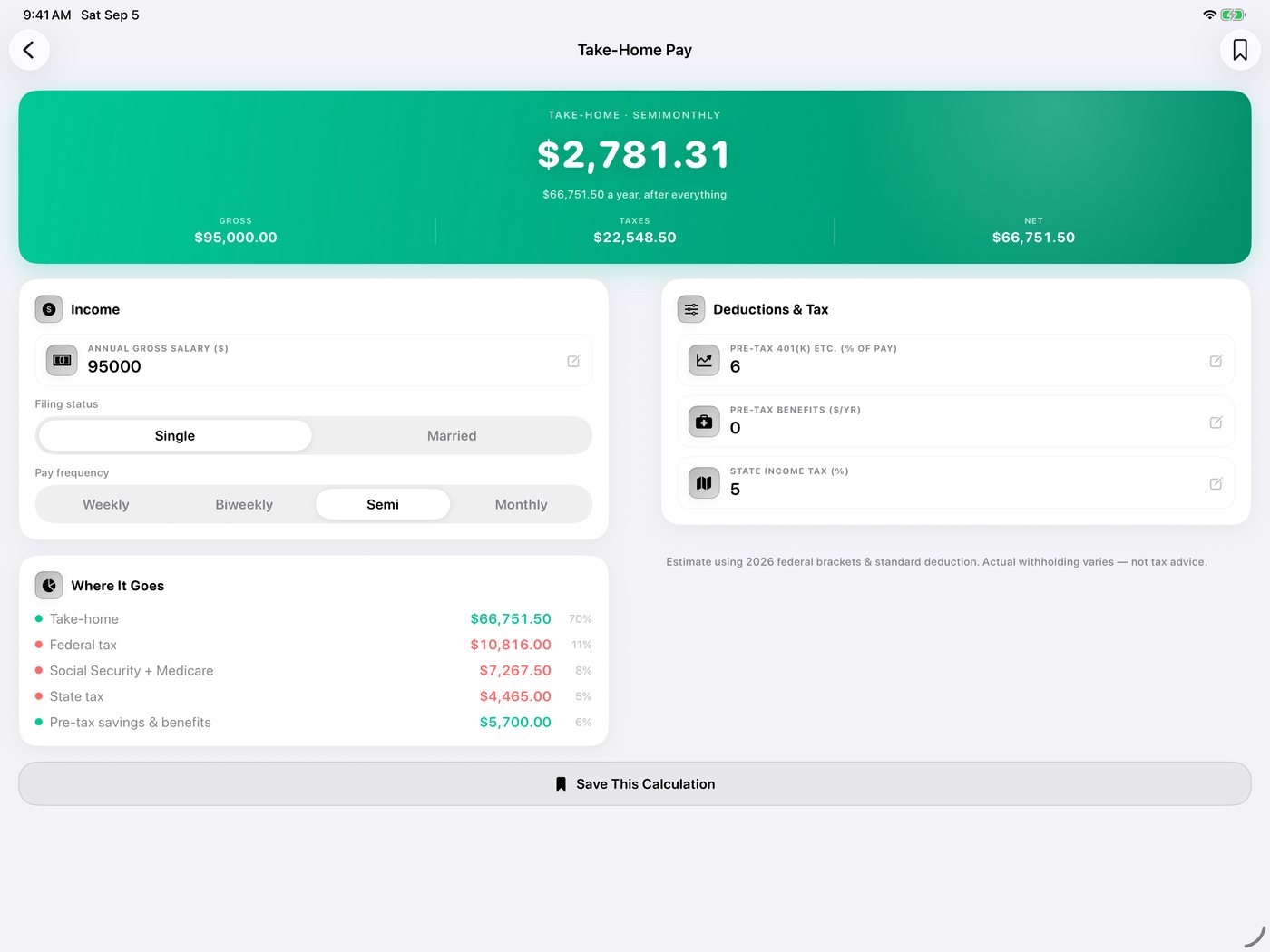 Simple Finance on iPad