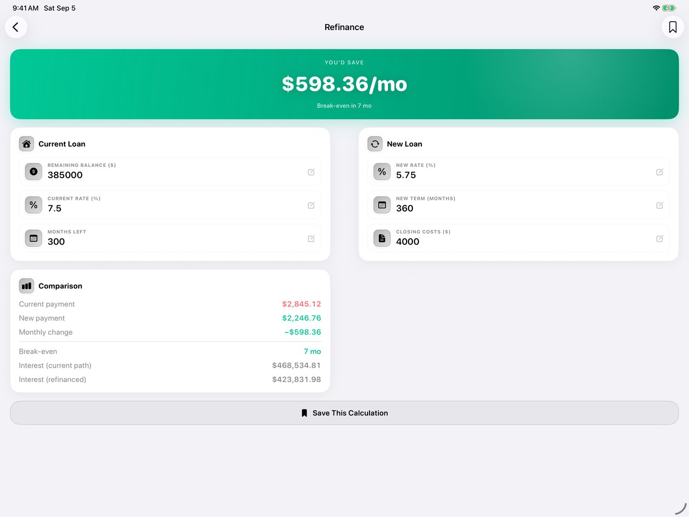 Simple Finance on iPad