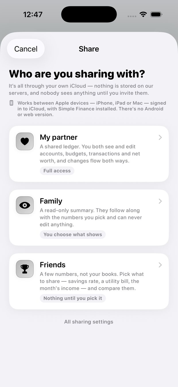 Simple Finance on iPhone