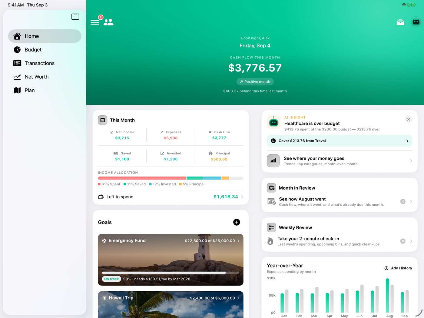Simple Finance on iPad