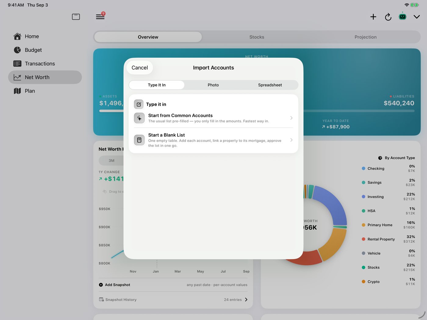 Simple Finance on iPad