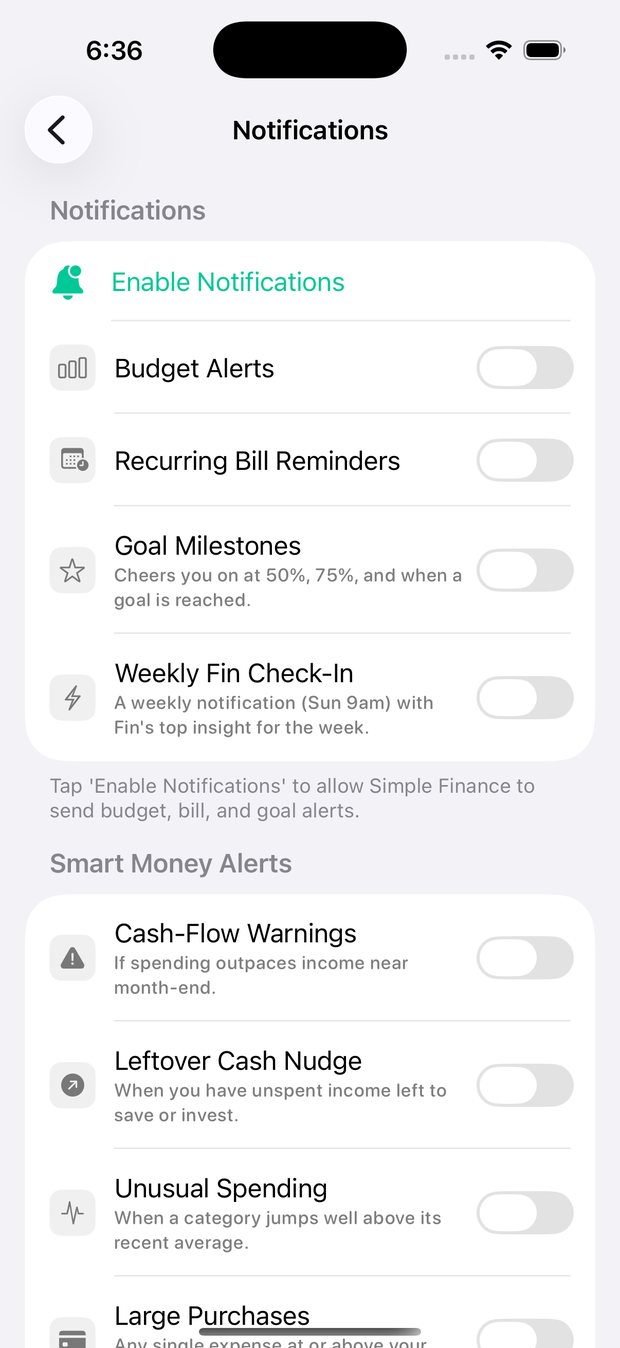 Simple Finance on iPhone