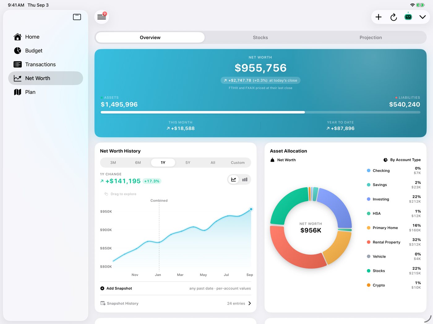 Simple Finance on iPad