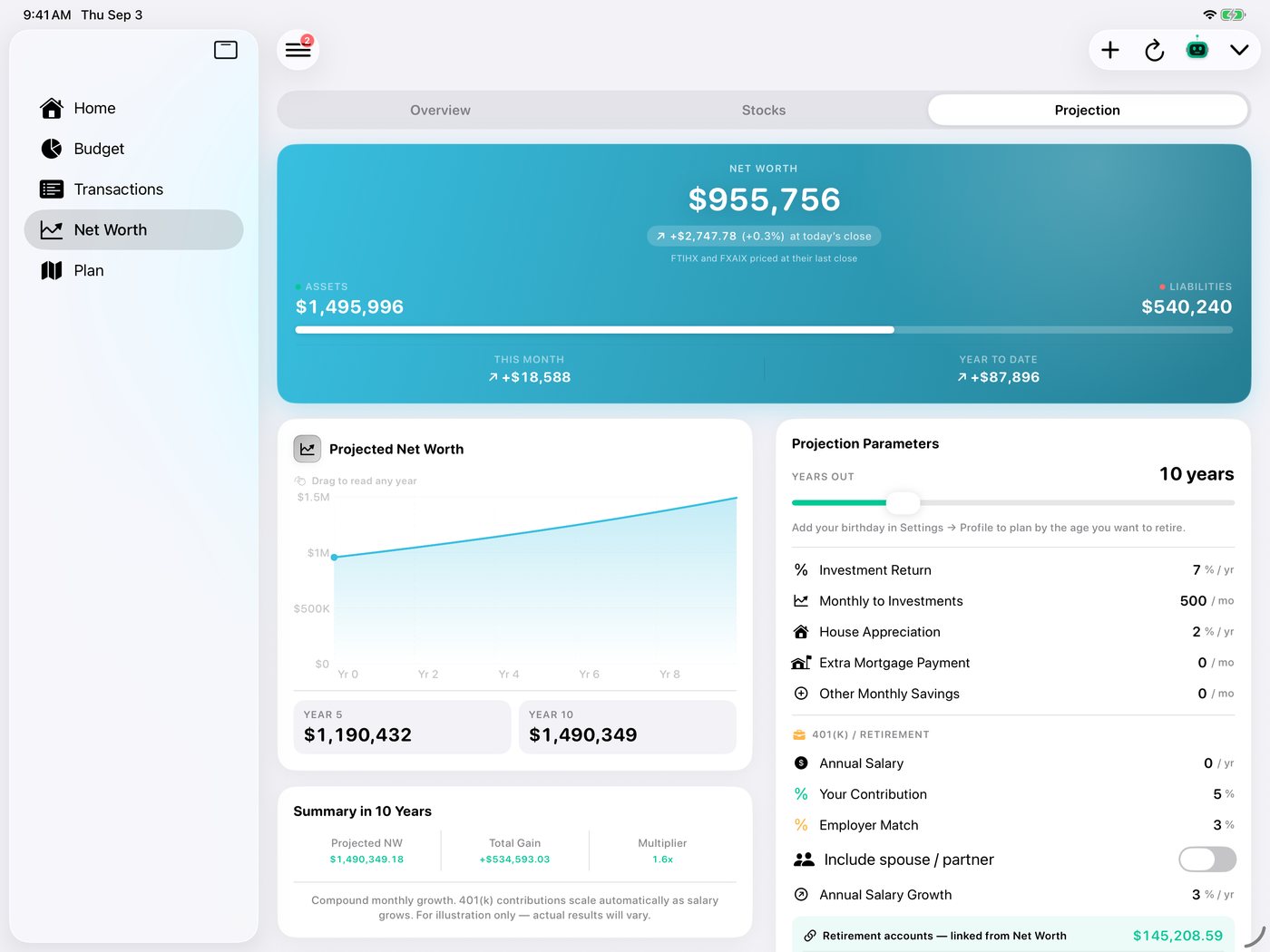 Simple Finance on iPad