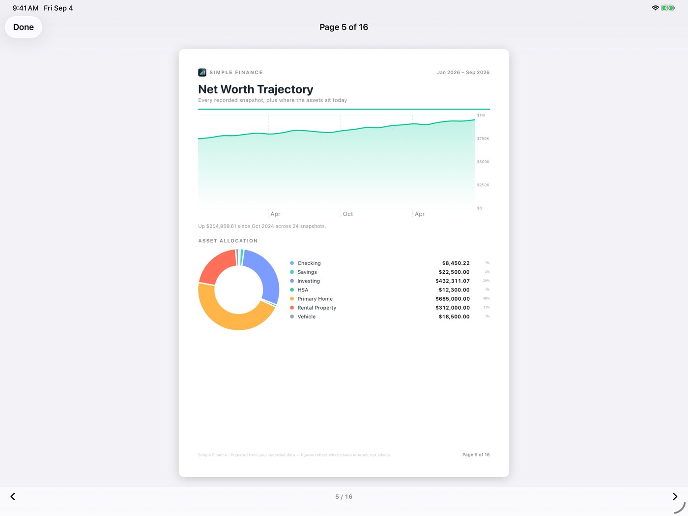 Simple Finance on iPad