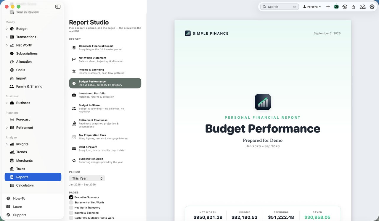 Simple Finance on Mac
