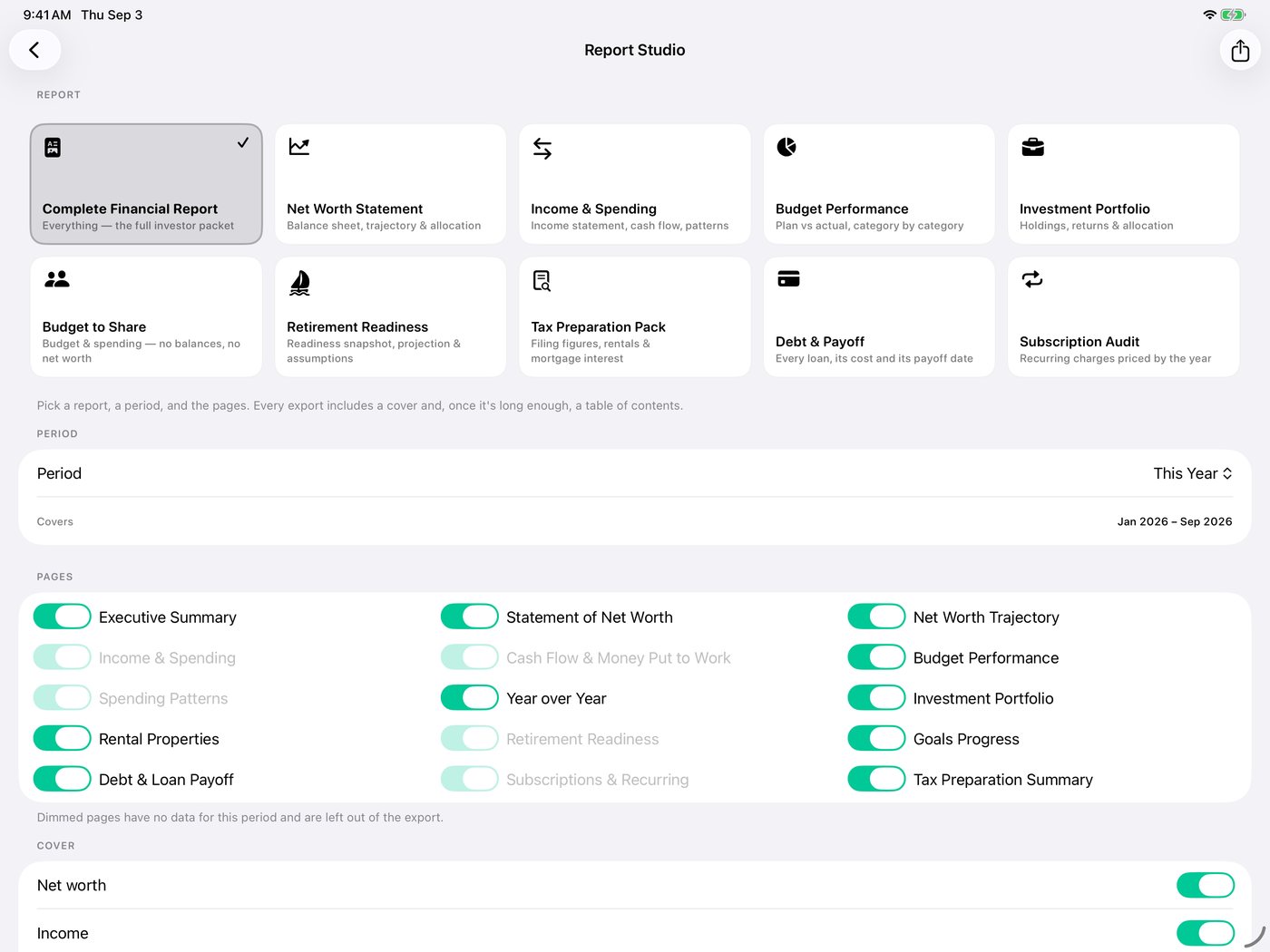 Simple Finance on iPad