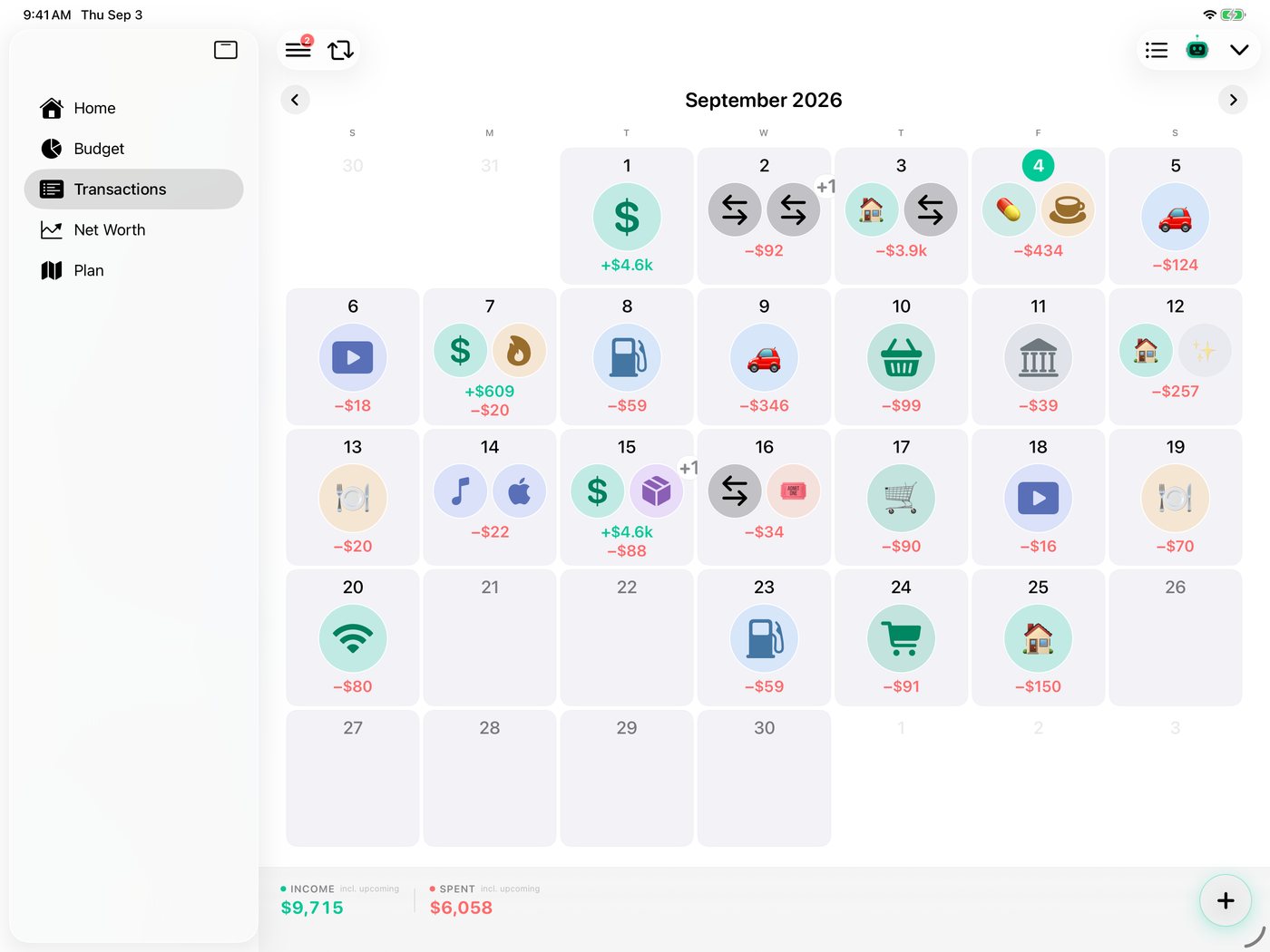 Simple Finance on iPad
